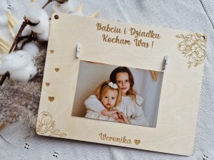  Drewniana Tabliczka Ramka na zdjęcie Prezent  Dzień Babci i Dziadka  