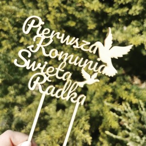 Topper komunijny Pierwsza Komunia Święta + imię 