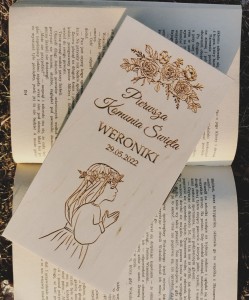 Drewniane pudełko Pierwsza Komunia Święta na banknoty 