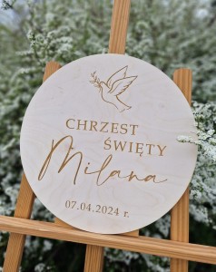 Drewniana tablica powitalna Chrzest Święty 