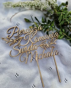 Topper Pierwsza Komunia Święta + imię   