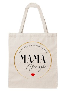 Torba bawełniana Najlepsza Mama na całym świecie z imieniem minimalistyczna – personalizowana torba dla mamy