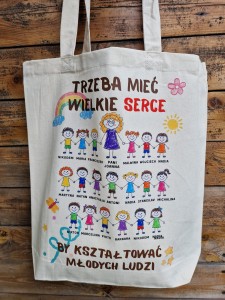 Torba shoper bawełniana dla nauczyciela z nadrukiem dzieci prezent