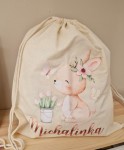 Worek Plecak z Imieniem i Nazwiskiem – Króliczek | Personalizowany Worek dla Przedszkolaka i Ucznia